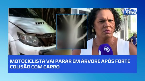 🚨 Motociclista fica pendurado em árvore após ser arremessado em acidente