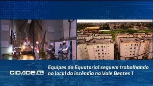 Equipes da Equatorial seguem trabalhando no local do incêndio no Vale Bentes 1