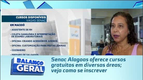 Senac Alagoas oferece cursos gratuitos em diversas áreas; veja como se inscrever