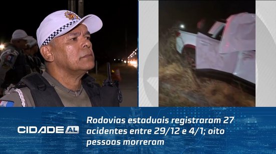 Rodovias estaduais registraram 27 acidentes entre 29/12 e 4/1; oito pessoas morreram