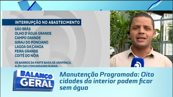 Manutenção Programada: Oito cidades do interior podem ficar sem água