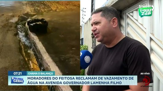 Moradores do Feitosa reclamam de vazamento de água na Avenida Governador Lamenha Filho