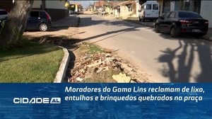 Moradores do Gama Lins reclamam de lixo, entulhos e brinquedos quebrados na praça