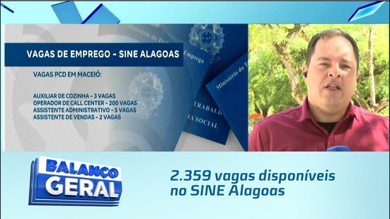 2.359 vagas disponíveis no SINE Alagoas