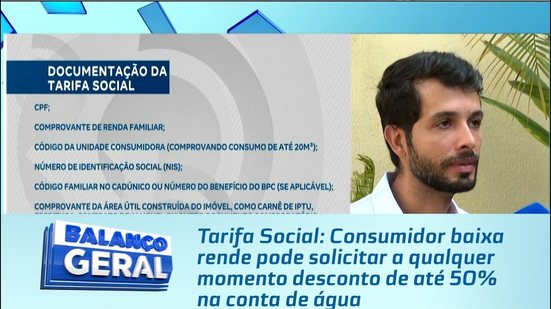 Consumidor baixa rende pode solicitar a qualquer momento desconto de até 50% na conta de água