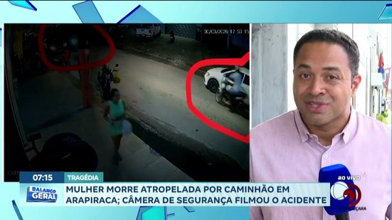 Mulher morre atropelada por caminhão em Arapiraca; câmera de segurança filmou o acidente