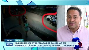 Mulher morre atropelada por caminhão em Arapiraca; câmera de segurança filmou o acidente