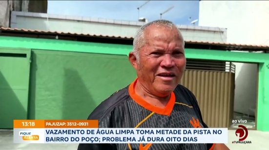 Vazamento de água limpa toma metade da pista no bairro do poço; problema já dura oito dias