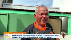 Vazamento de água limpa toma metade da pista no bairro do poço; problema já dura oito dias