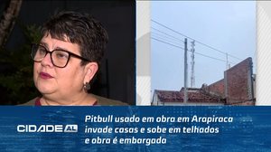 Pitbull usado em obra em Arapiraca invade casas e sobe em telhados e obra é embargada