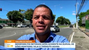 Semáforo foi retirado após acidente na Durval de Góes Monteiro; veja o trânsito agora