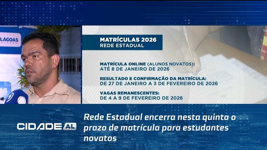 Rede Estadual encerra nesta quinta o prazo de matrícula para estudantes novatos