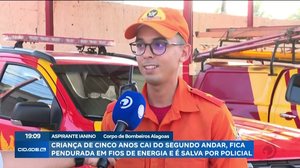 Criança de cinco anos cai do segundo andar, fica pendurada em fios de energia e é salva por policial