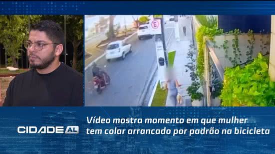 Vídeo mostra momento em que mulher tem colar arrancado por padrão na bicicleta