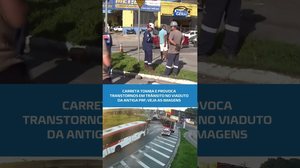 🚛 Carreta transportando vigas de concreto tomba; veja as imagens  #BalançoGeralAL
