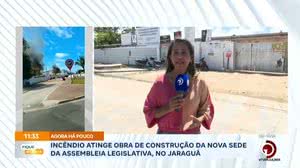 Incêndio atinge obra de construção da nova sede da Assembleia Legislativa, no Jaraguá