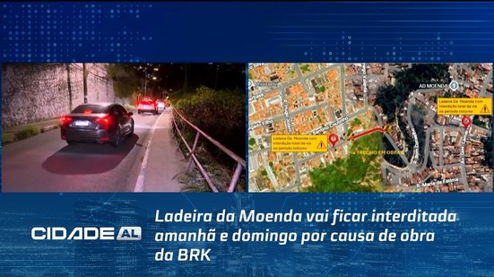 Ladeira da Moenda vai ficar interditada amanhã e domingo por causa de obra da BRK