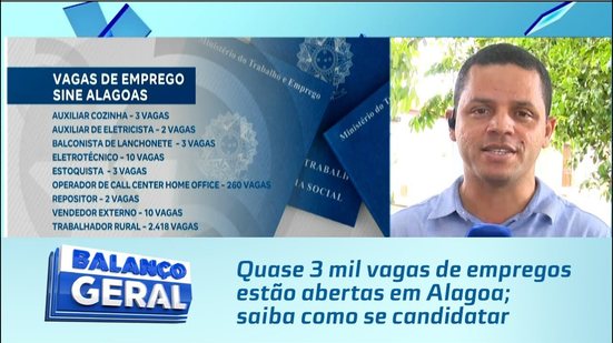 Quase 3 mil vagas de empregos estão abertas em Alagoa; saiba como se candidatar