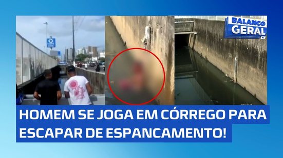Homem se joga em córrego para escapar de espancamento! 🚨😱