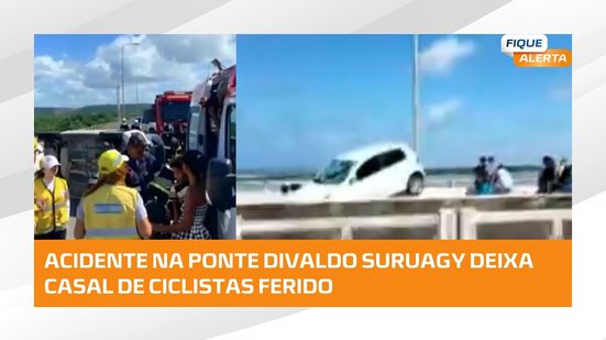 #FiqueAlerta | Ciclistas são atropelados em ponte de Maceió; mulher é hospitalizada