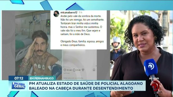 PM atualiza estado de saúde de policial alagoano baleado na cabeça durante desentendimento