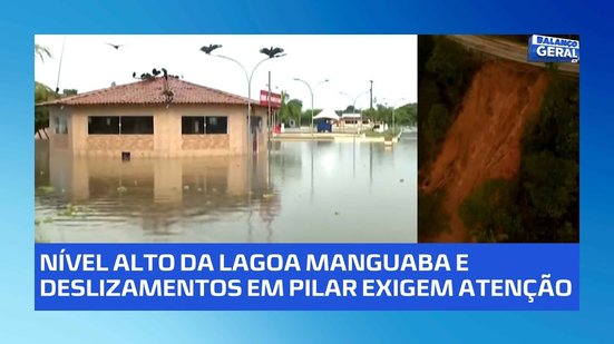 Lagoa Manguaba transborda no Pilar e deixa moradores desalojados