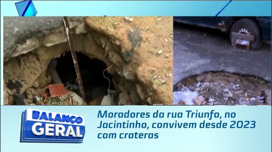 Moradores da rua Triunfo, no Jacintinho, convivem desde 2023 com crateras