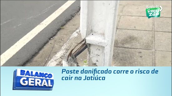Poste danificado corre o risco de cair na Jatiúca