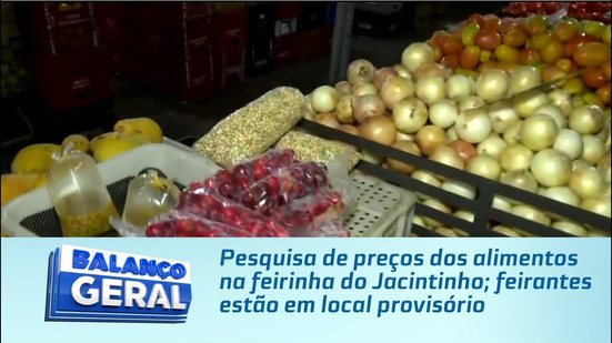 Pesquisa de preços dos alimentos na feirinha do Jacintinho; feirantes estão em local provisório