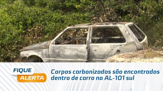 Corpos carbonizados são encontrados dentro de carro na AL-101 sul
