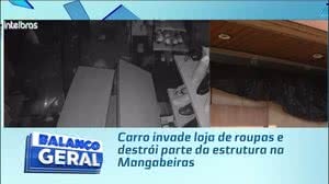 Carro invade loja de roupas e destrói parte da estrutura na Mangabeiras