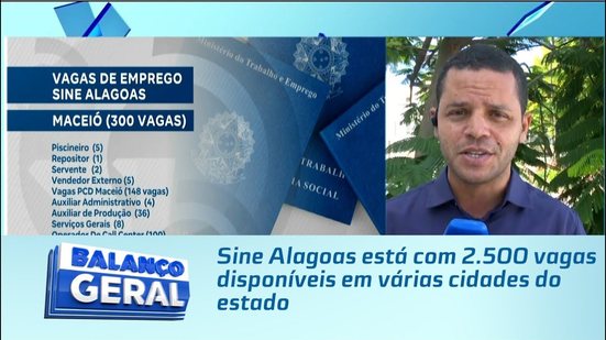 Sine Alagoas está com 2.500 vagas disponíveis em várias cidades do estado