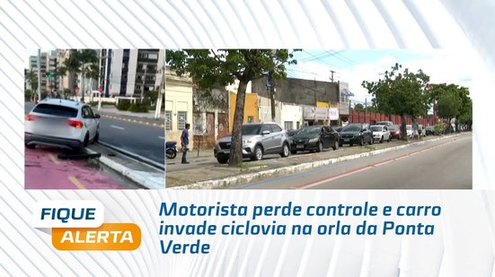 Motorista perde controle e carro invade ciclovia na orla da Ponta Verde