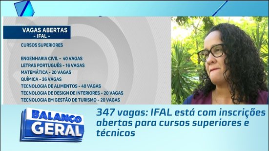 347 vagas: IFAL está com inscrições abertas para cursos superiores e técnicos