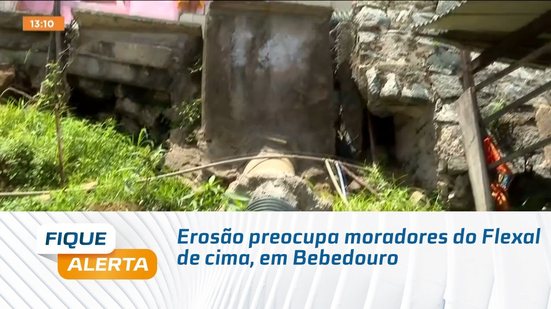 Erosão preocupa moradores do Flexal de cima, em Bebedouro