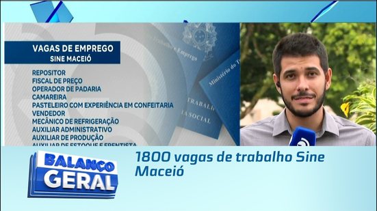 1800 vagas de trabalho Sine Maceió