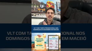 TREM DA PRAIA: VLT com tarifa promocional nos domingos em Maceió! 🚆🏖️ #CidadeAL