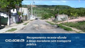 Recapeamento recente afunda e deixa moradores sem transporte público
