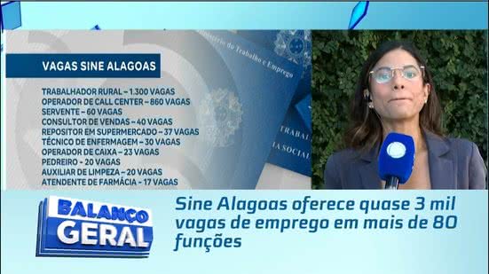 Sine Alagoas oferece quase 3 mil vagas de emprego em mais de 80 funções