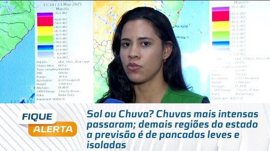 Chuvas mais intensas passaram; demais regiões do estado a previsão é de pancadas leves e isoladas