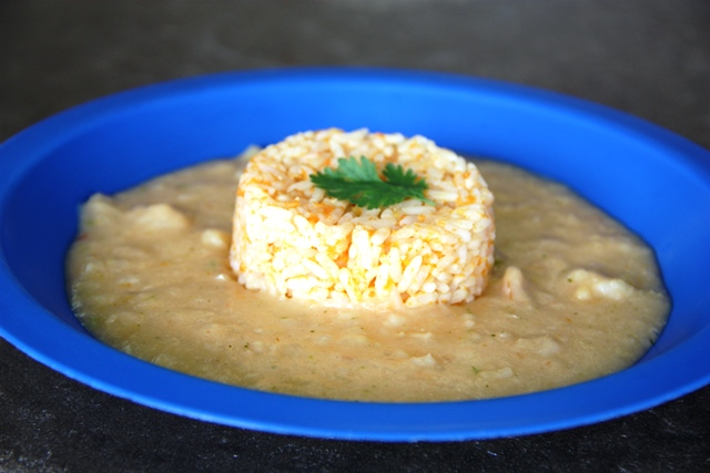 Merenda escolar dos  chefs: Creme macaxeira com peixe e arroz de jerimum 