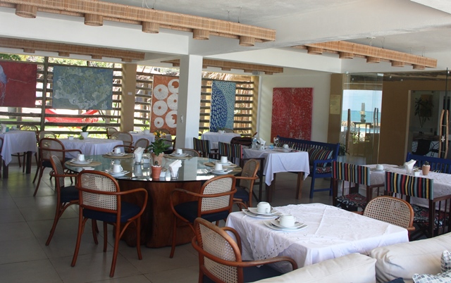 Restaurante onde é servido o café da manhã da pousada