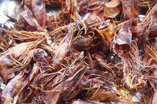 Cabeça de camarão grelhada