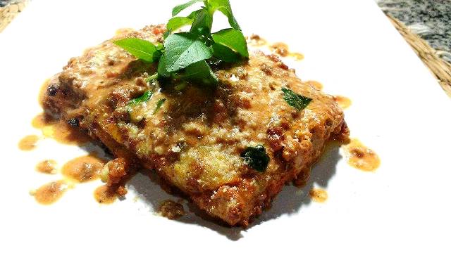 Nota 10: Lasanha de pão(sem glúten) com molho de bolonhesa