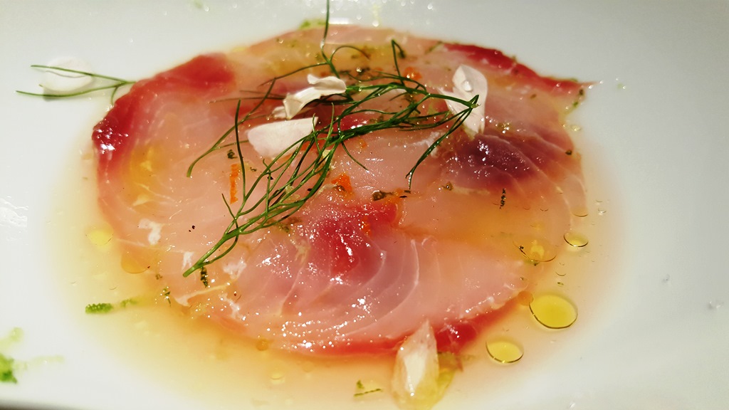 Carpaccio de peixe dourado