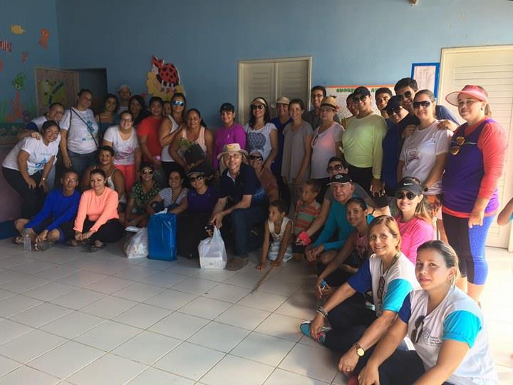 A equipe do Festival Cultural das Águas com os estudantes da Uninassau