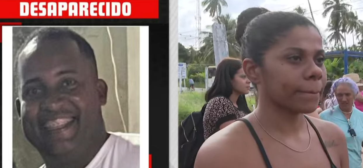 Mulher questiona polícia sobre paradeiro do primo desaparecido. Foto: Reprodução/TV Pajuçara