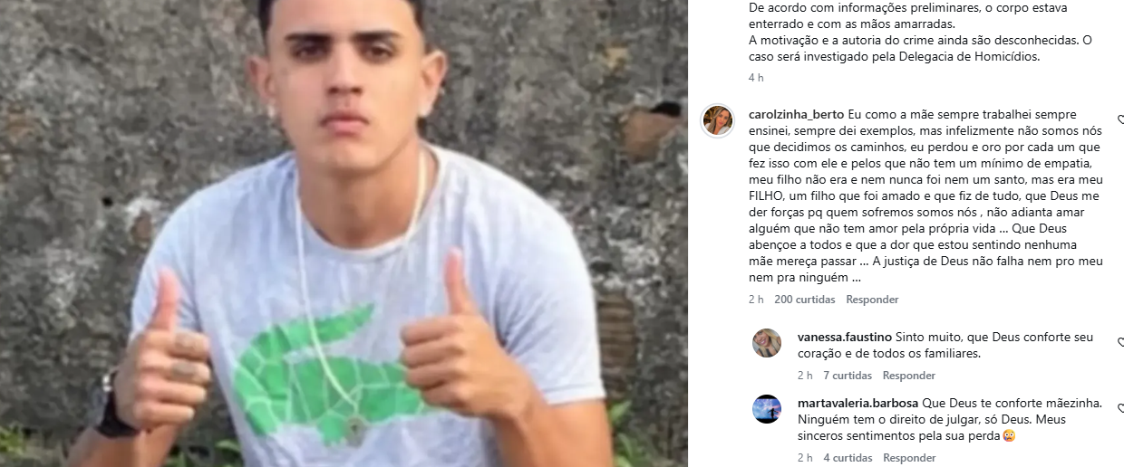  mãe de Cauã presta homenagem e pede forças para enfrentar a perda