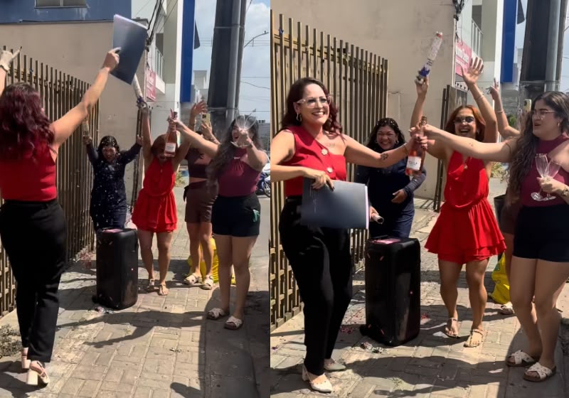 Mulher viraliza ao comemorar divórcio com espumante, música e confetes; veja vídeo