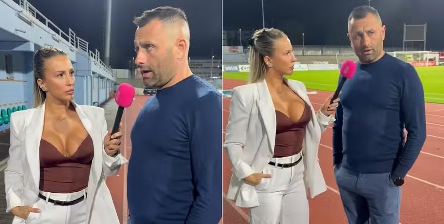 Repórter se manifesta após entrevista com técnico de futebol viralizar: "A esposa acompanha de perto"